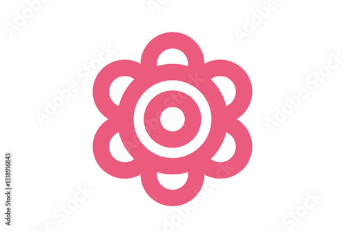 シンプルなピンク色の花丸のベクターイラスト