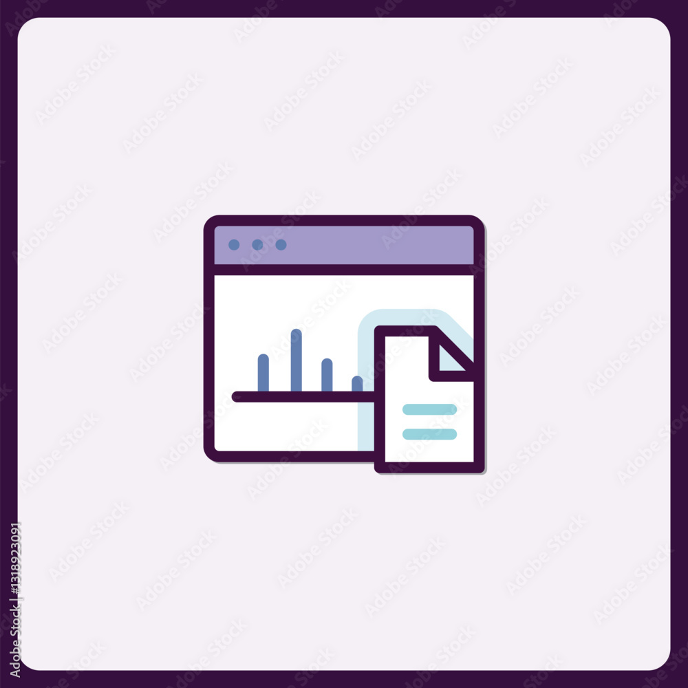 Analytical data presentation in a webpage with attached file icon Analytical data presentation in a webpage with attached file icon