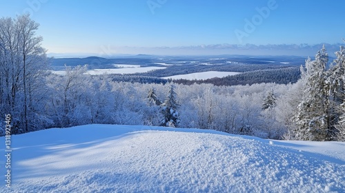 Wallpaper Mural Snowy Vista: Frozen Trees and Distant Mountains  Torontodigital.ca