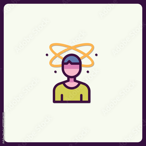 Dizzying thoughts depicted through a stylized human figure icon