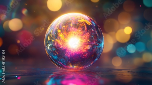 Obraz na płótnie Orb of light: glowing core cosmic energy with bokeh background w salonie