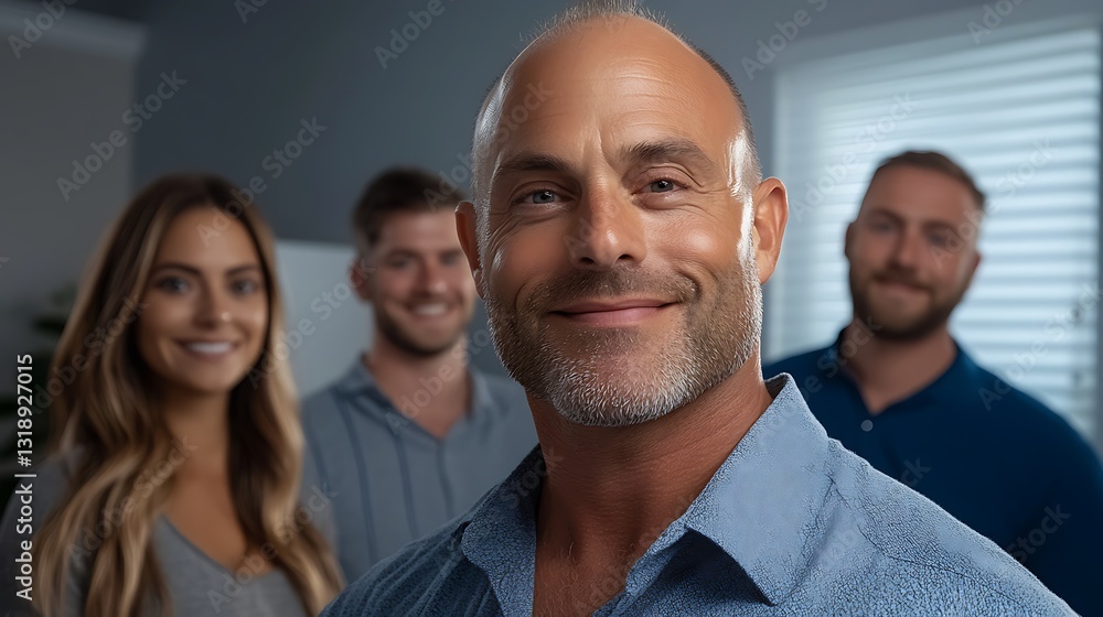 Confident Business Team Smiling Together in Modern Office Environment Confident Business Team Smiling Together in Modern Office Environment