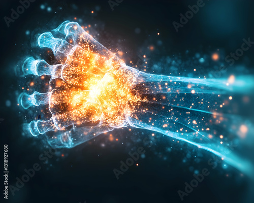 Wallpaper Mural Abstract, glowing hand with fiery energy Torontodigital.ca