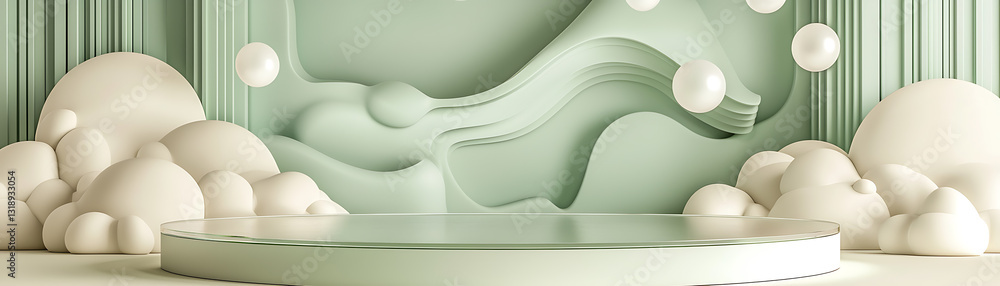 Fototapeta premium Artistic abstract display studio 3d graphics modern environment elevated view contemporary design for visual appeal