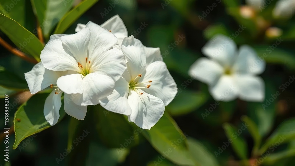 White Alstonia scholaris flowers with pungent odor in warm morning dew, white flowers, blossom White Alstonia scholaris flowers with pungent odor in warm morning dew, white flowers, blossom