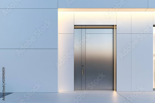 Wallpaper Mural Modern Titanium Door Framed in White Walls and Natural Daylight. Torontodigital.ca