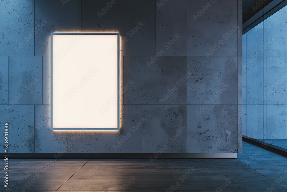 High Detail Picture of Blank Poster Light Box on the Wall