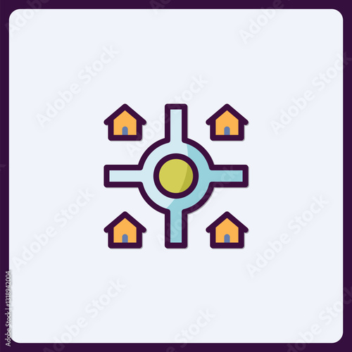 Circular network around homes, concept of neighborhood connectivity