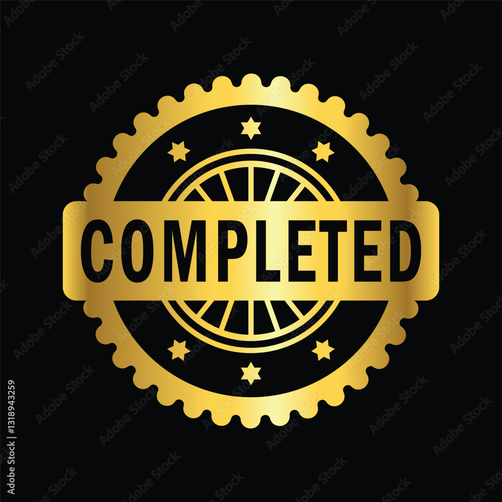 Fototapeta premium gold colorcompleted rubber stamp, flat education label minimalist design for digital and print projects Graphic Design Icons Making a Huge Impact on Visual Aesthetics