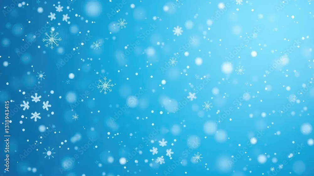 Snowflakes falling on a festive blue background, winter scenes, blue background Snowflakes falling on a festive blue background, winter scenes, blue background