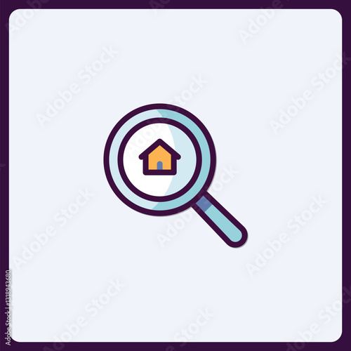 House search concept with magnifying glass, finding property investment