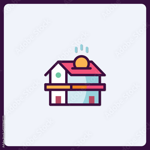 Illustration Representing Real Estate Investment with Coin Deposit, Simple Icon