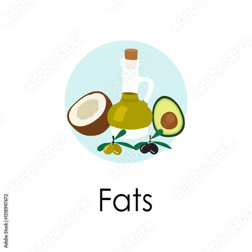 Illustration of fat products on a white background.