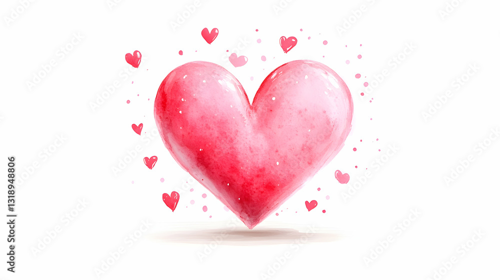 Heart design with soft pink and red colors, surrounded by small hearts, ideal for Valentine's Day Heart design with soft pink and red colors, surrounded by small hearts, ideal for Valentine's Day