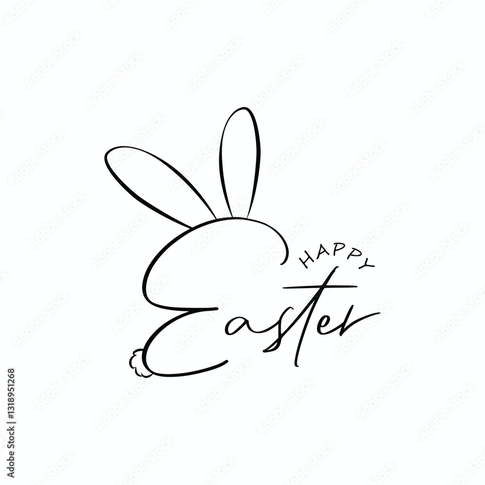 Playful Happy Easter Illustration Featuring Cute Bunny Ears and Whimsical Script Typography for Spring Festivities and Holiday Celebrations Playful Happy Easter Illustration Featuring Cute Bunny Ears and Whimsical Script Typography for Spring Festivities and Holiday Celebrations