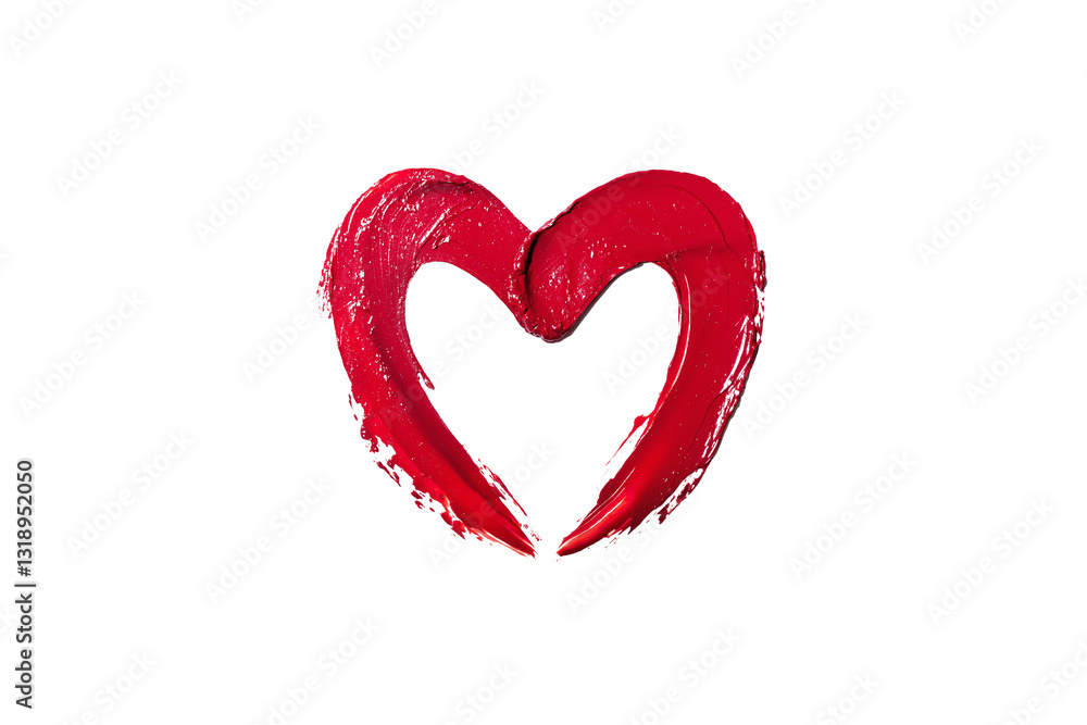 Red heart shaped lipstick line, draw a heart with red lipstick isolated on white or transparent background Cosmetic product swatch Red heart shaped lipstick line, draw a heart with red lipstick isolated on white or transparent background Cosmetic product swatch