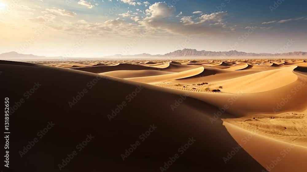 Golden expanse: mesmerizing desert landscape with undulating sand dunes Golden expanse: mesmerizing desert landscape with undulating sand dunes