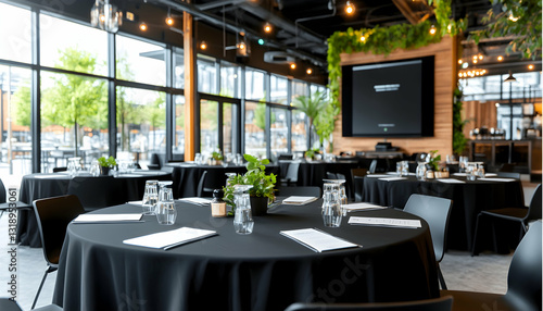 Wallpaper Mural Modern event space with large windows overlooking a patio Torontodigital.ca