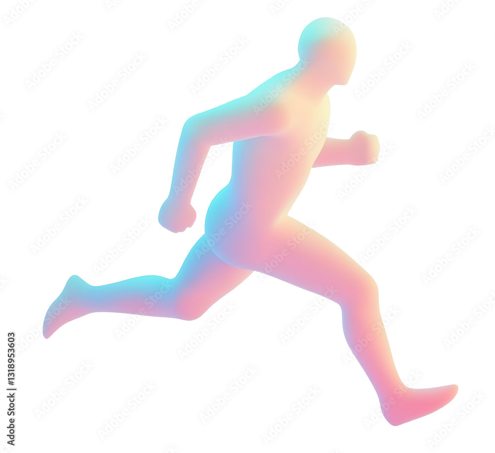 Running figure in abstract pastel colors demonstrating motion Running figure in abstract pastel colors demonstrating motion
