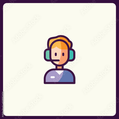 Customer service representative with headset icon vector illustration