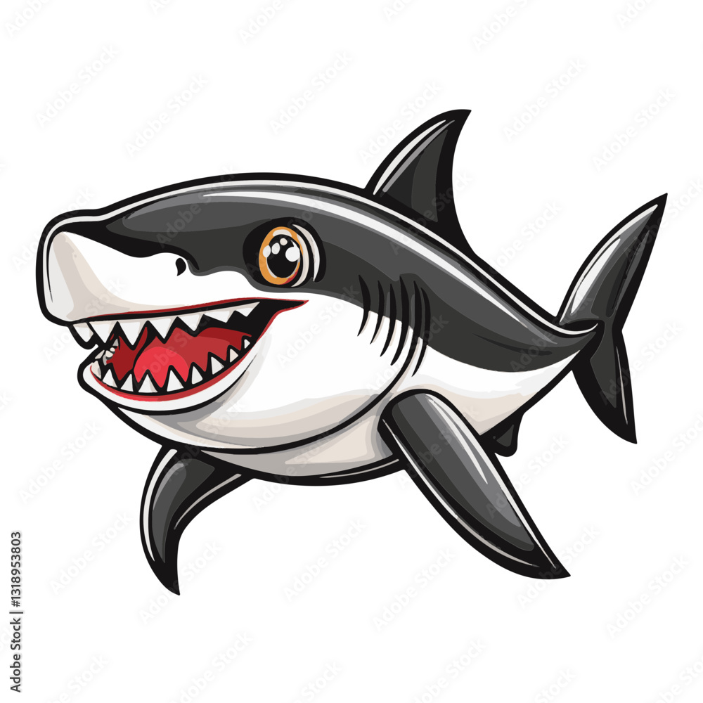 Obraz premium Shark cartoon vector illustration 