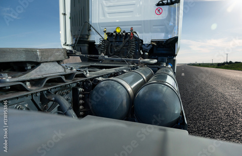 Semi truck with tank for compressed natural gas (CNG) photo