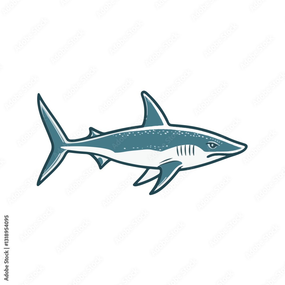 Fototapeta premium Shark cartoon vector illustration 