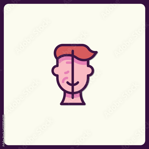 Stylized human portrait in linear graphic, a contemporary representation