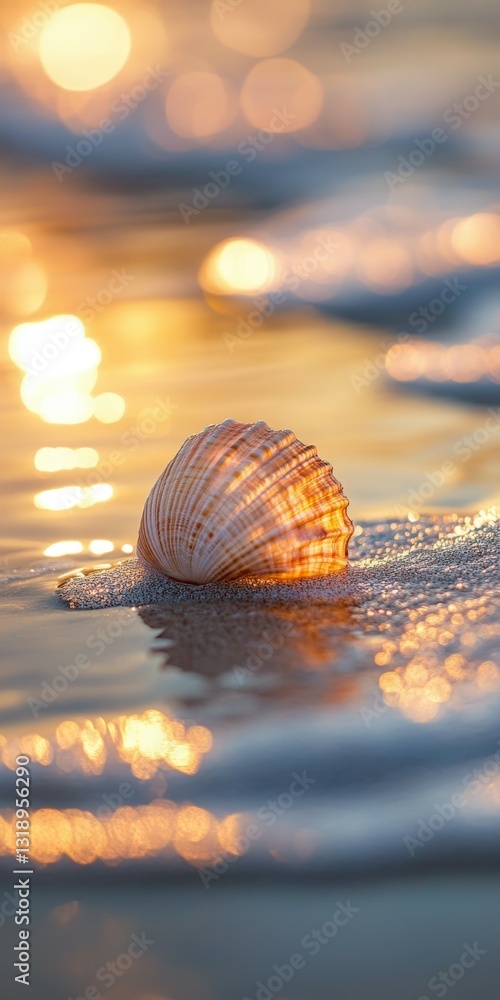 Fototapeta premium Seashell glowing in sunset light