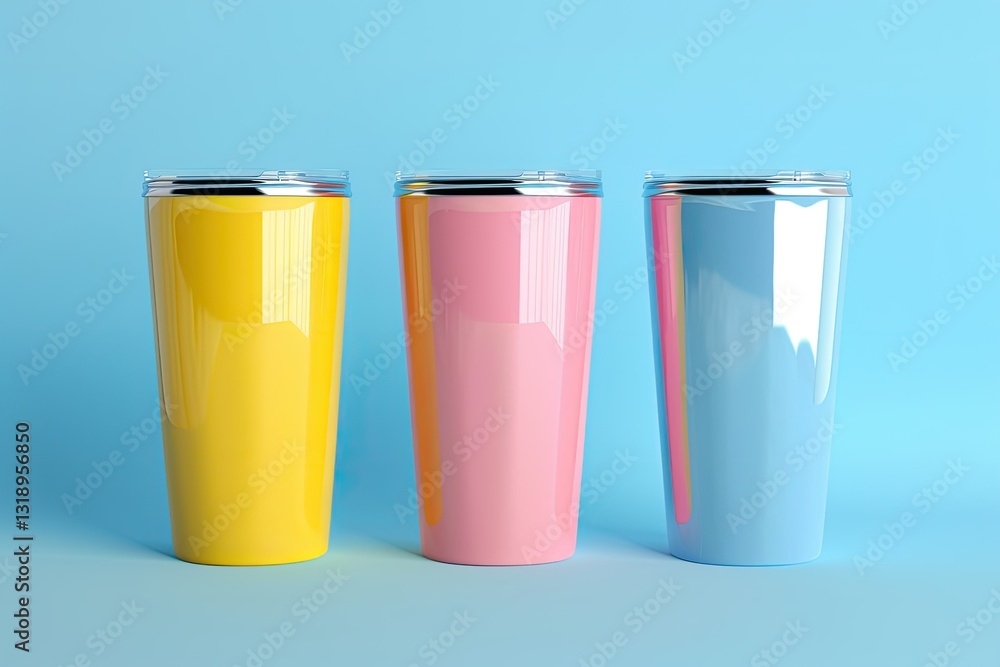 Vibrant Color Visual of a Tumbler with a Simple Design in Solid Colors Vibrant Color Visual of a Tumbler with a Simple Design in Solid Colors