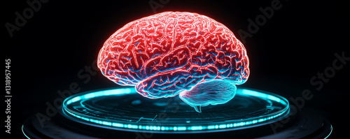 Wallpaper Mural vibrant holographic projection of human brain in neon colors Torontodigital.ca