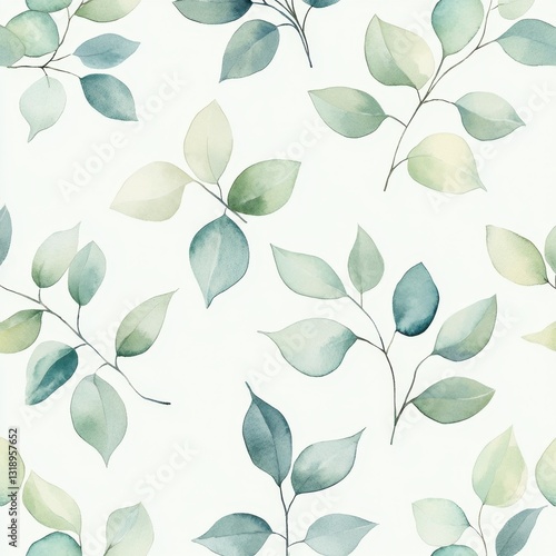 Patrón de hojas acuarelas