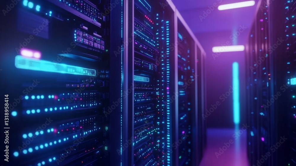 Glowing server racks in a modern data center, showcasing advanced technology and digital infrastructure.
Glowing server racks in a modern data center, showcasing advanced technology and digital infrastructure.