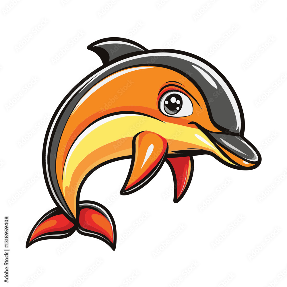 Naklejka premium Dolphin cartoon vector illustration 