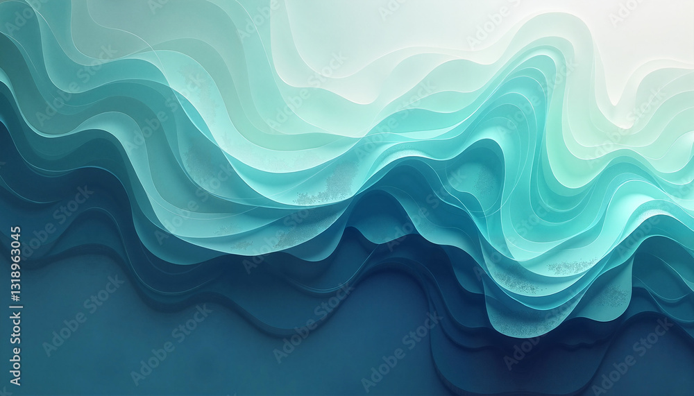 Fototapeta premium Abstract waves in shades of blue and turquoise representing water flow