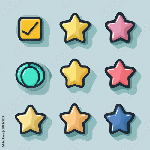 Cartoon Stars and Shapes Vector Illustration Collection, Icons Set