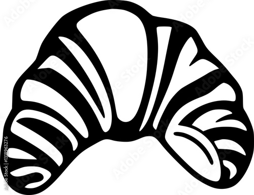 Minimalist hand-drawn monochrome croissant illustration in black and white style for food breakfast and bakery themes