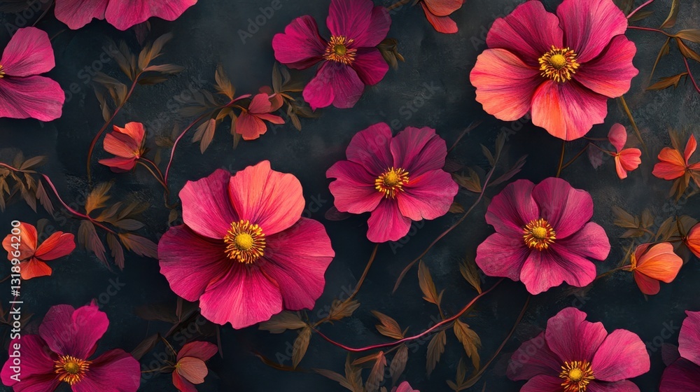 Fondo de flores rosas y anaranjadas Fondo de flores rosas y anaranjadas