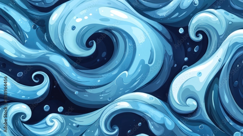 Abstract swirling ocean waves, deep blue background, seamless pattern, website design Abstract swirling ocean waves, deep blue background, seamless pattern, website design