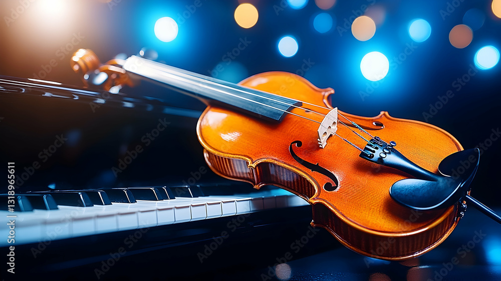 Fototapeta premium Violin and piano on stage (1)