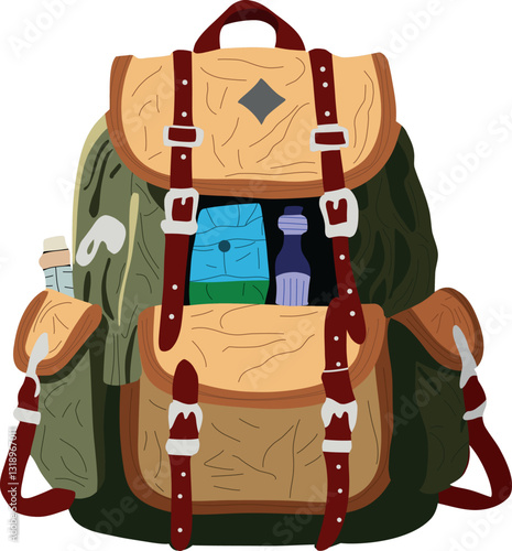 Backpack with personal belongings