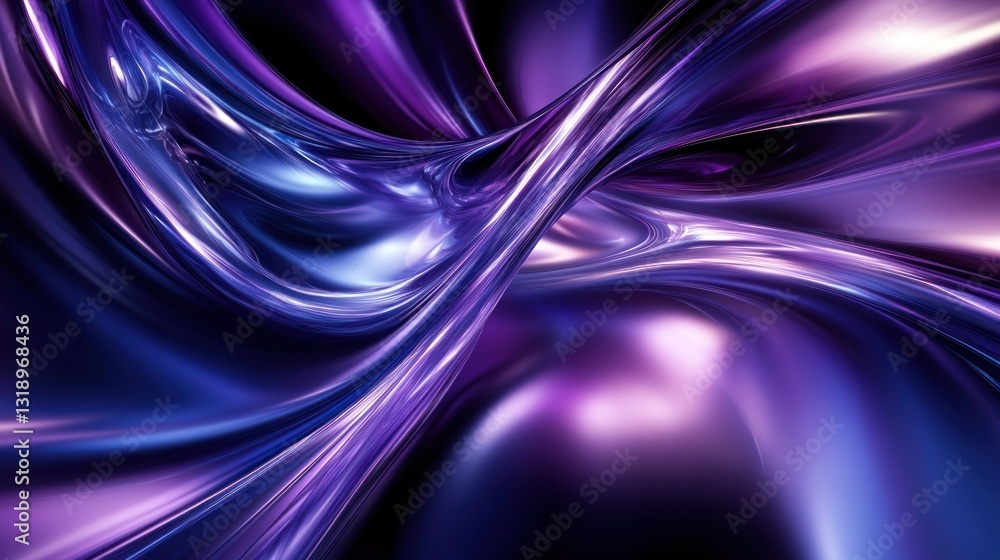 Fototapeta premium Abstract swirling purple and blue metallic liquid.