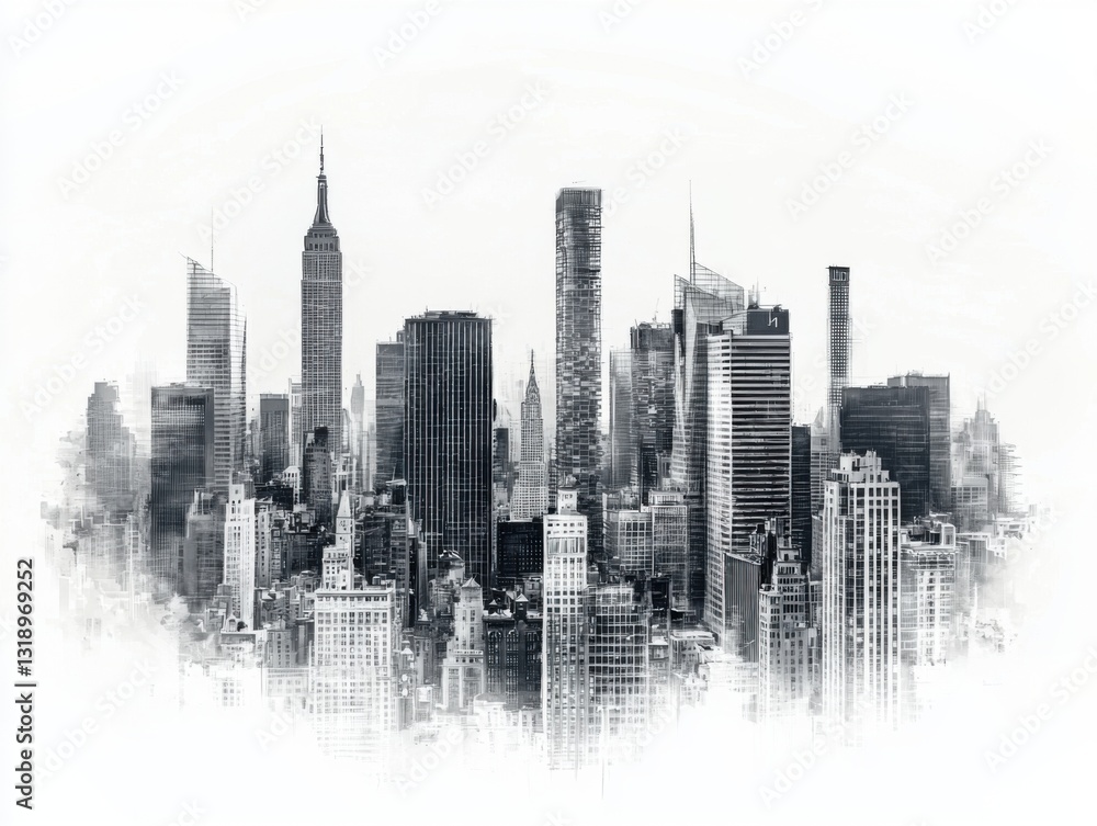 Fototapeta premium Captivating city skyline with beautiful modern buildings against a clear sky background