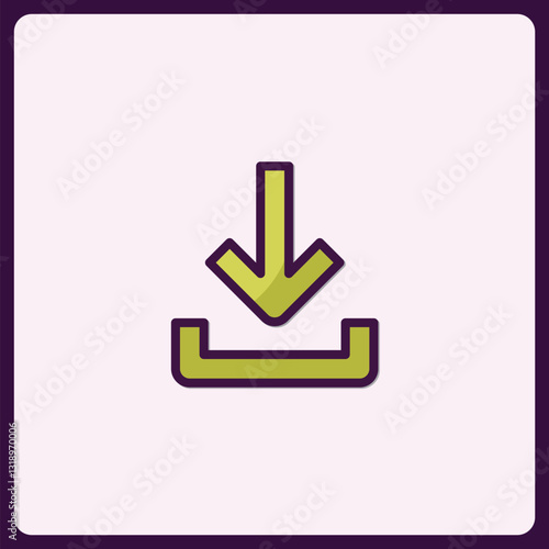 Download arrow icon with tray concept for data transfer simplicity