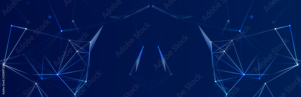 Abstract polygonal space with dots and lines. Connection science background. Triangular business wallpaper. 3d rendering Abstract polygonal space with dots and lines. Connection science background. Triangular business wallpaper. 3d rendering