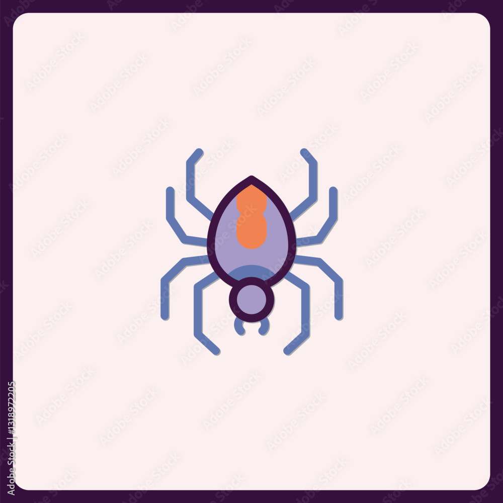 Stylized spider icon, minimalistic design suitable for Halloween themes Stylized spider icon, minimalistic design suitable for Halloween themes
