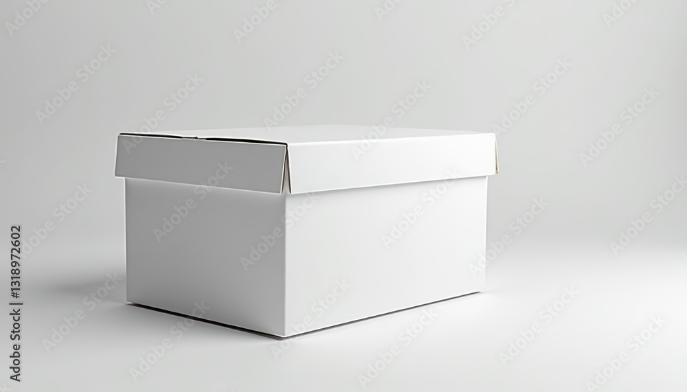 White shipping box mockup on minimal background with copy space White shipping box mockup on minimal background with copy space