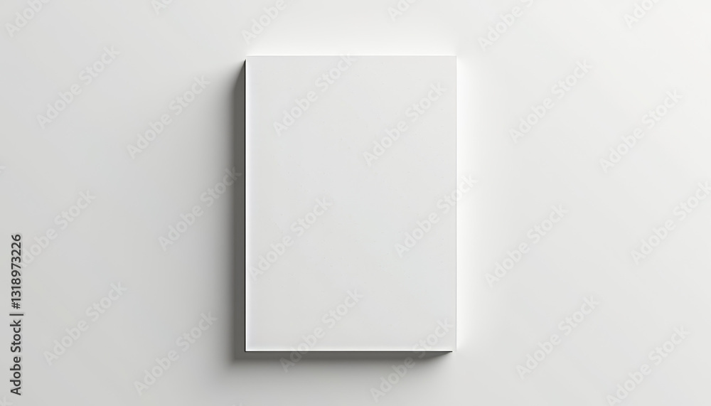 Blank white book cover mockup with copy space on minimal background Blank white book cover mockup with copy space on minimal background