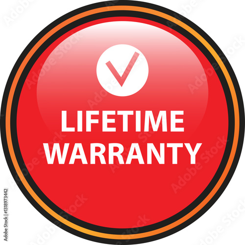 Lifetime warranty button, symbol, highest level guaranty.