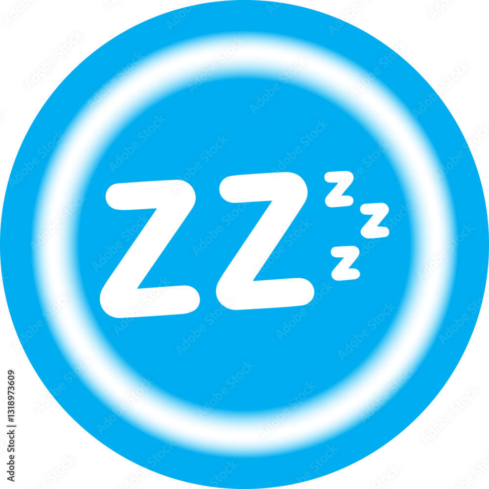 Sleepy Zzz icon with sky blue background and transparent ring Sleepy Zzz icon with sky blue background and transparent ring